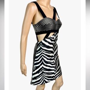 EMANUEL UNGARO 
Resort Runway Curout Bra Zebra Mini Dress
•size 8